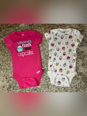 5 for $25🔥Onesie's Brand Pink Cupcake‎ Bodysuits Baby Girl 6-9 Months